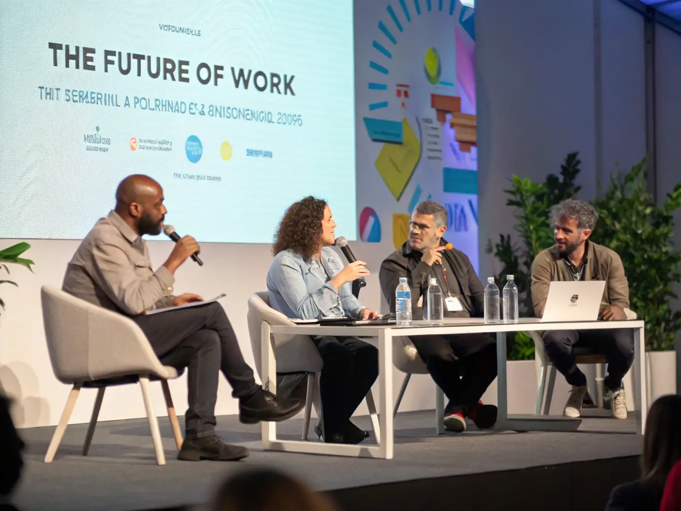 A photograph of a panel discussion featuring distinguished speakers and experts in the fields of policy and technology, engaging in a thought-provoking conversation on future governance challenges.
